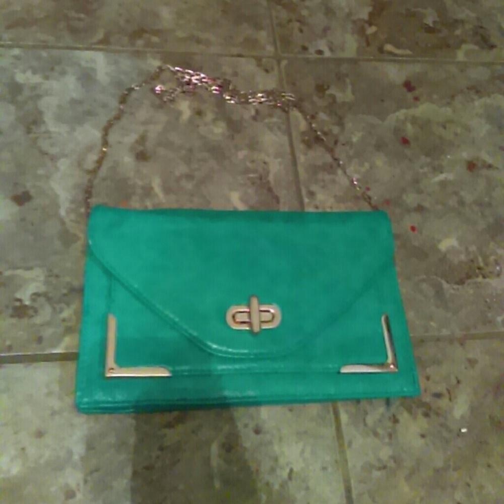 Turquoise clutch or shoulder bag